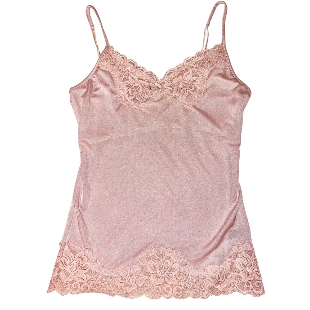 Vintage lace trim tiny bow tank top 🎀